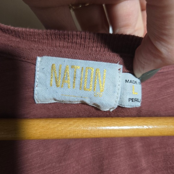Nation LTD Jillian Bold Shoulder Tee Pima Cotton Rust Shirt Puff Romantic Large - Picture 4 of 10